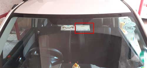 FASTag sticker pasted on car. Rich results when searching for FASTag sticker or Paytm FASTag stickers.